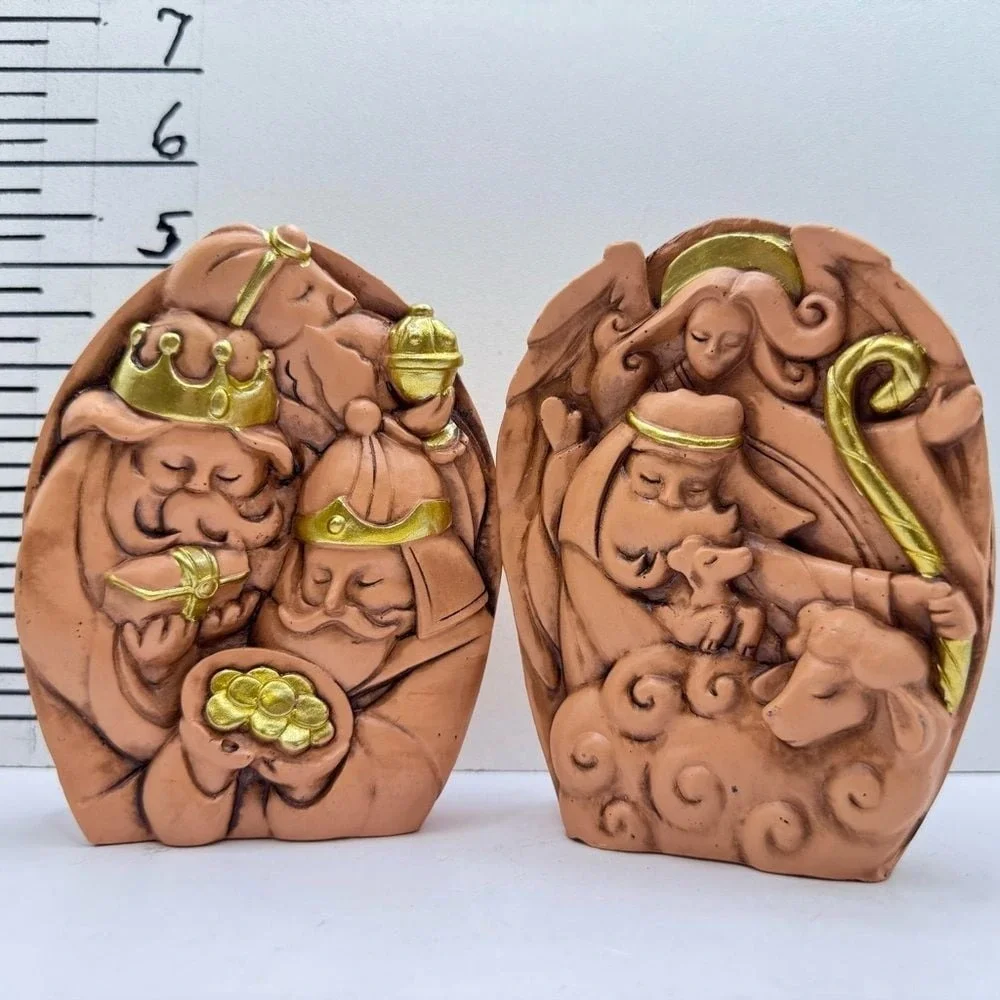 Handcrafted‎ Nativity Scene Figurines resin with bible verses on back